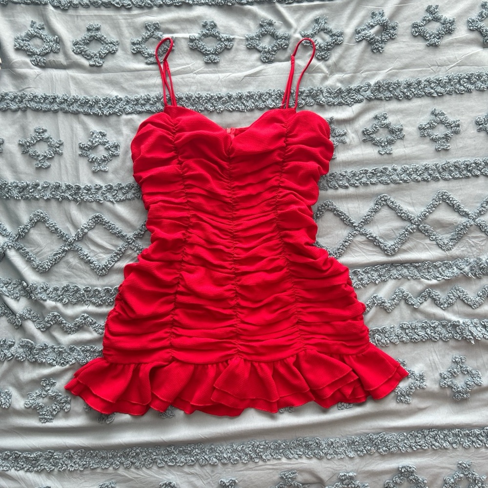 Lucy in the Sky Vibrant Red Cami Dress with Spaghetti Straps
